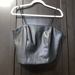 Copped leather (faux) top with side zipper